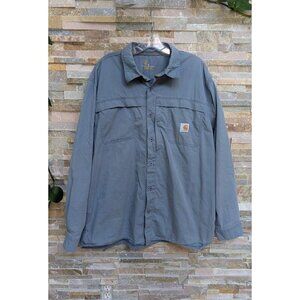 Carhartt Mens Button Up Shirt Fishing Outdoors Flex Relaxed Fit XL Blue
